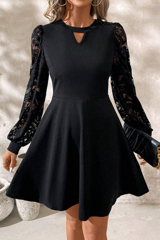 Lace Sleeve A-Line Casual Dress
