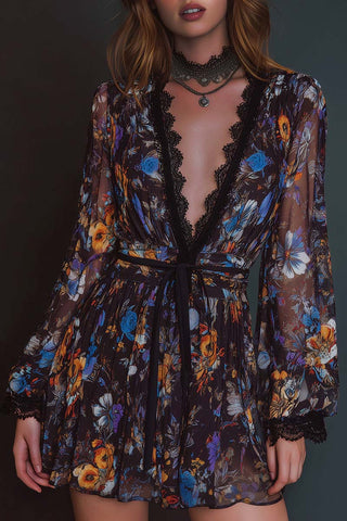 Floral V-Neck Casual Dress