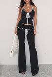 Lace-Up Crop Top and Leggings Set