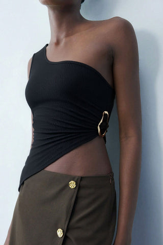 Asymmetric Tank with Metal Detail