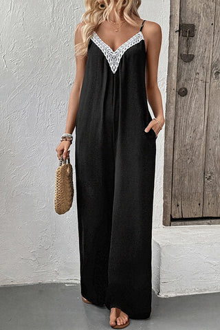 Sleeveless Lace Trim Jumpsuit