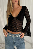 Wrap-Style Lace Blouse