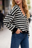 Striped Button-Front Cardigan