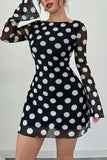 Polka Dot Open-Back Casual Dress
