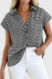 Checkered Button Tie-Front Shirt
