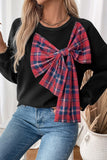 Checkered Bow Accent Sweater