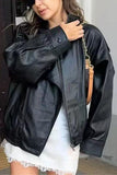 High Neck Faux Leather Jacket