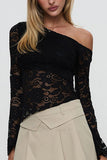 Asymmetrical Lace Long Sleeve Top