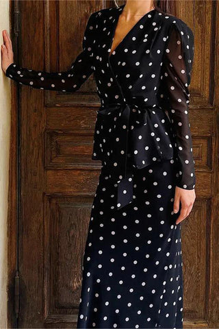 Polka Dot Wrap Skirt Set