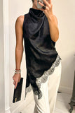 Asymmetrical Lace-Trim Tank Top