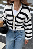 Striped Button-Front Cardigan