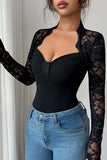 Lace-Sleeve Bustier T-Shirt