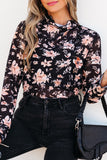 Floral Mesh Mock Neck Slim Top