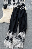 Lace Button-Up Pants Set