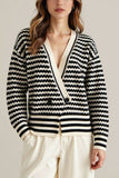 Striped Button-Up Cardigan