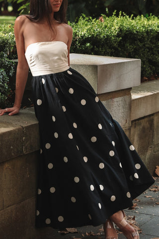 Strapless Polka Dot Casual Dress
