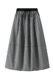 Gingham Elastic Waist Casual Skirt
