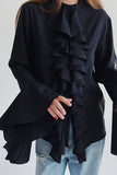 Ruffled Front Blouse with Flowing Sleeves