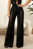 Elegant High-Waist Lace Panel Pants
