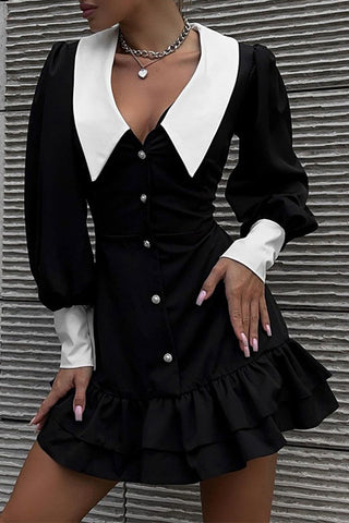 Button-Down Ruffle Hem Dress