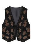 Patterned Tie-Front Vest