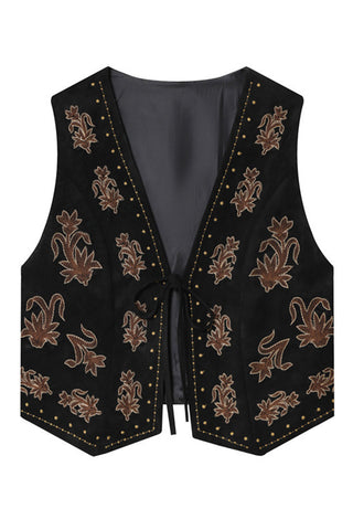 Patterned Tie-Front Vest