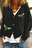 Bee Embellished Button-Up Cardigan
