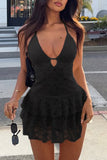 Tiered Lace Halter Dress
