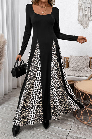 Long Sleeve Patterned Maxi Dress
