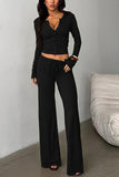 Chic Buttoned Top and Wide-Leg Pant Set