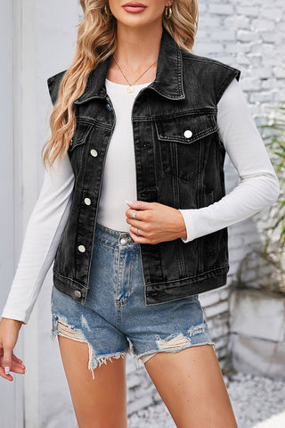 Button-Front Denim Vest