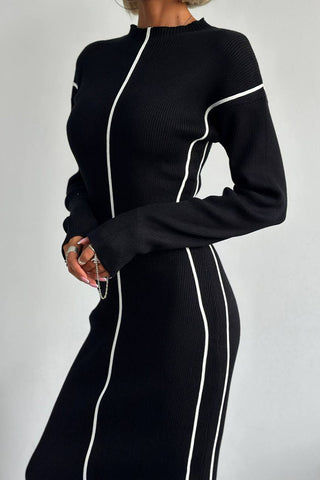 Seam-Detail Casual Knit Dress