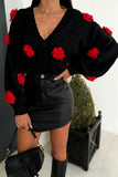 Floral Embellished Button-Up Cardigan