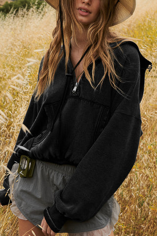 Half-Zip Hoodie with Kangaroo Pocket