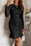 Elegant Button Detail Casual Dress