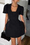 Puff-Sleeve Casual Dress