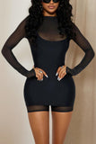 Long-Sleeve Mesh Romper with Layered Dress Set