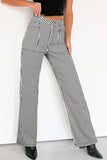 Stripe Patch Pocket High Waist Denim Jeans
