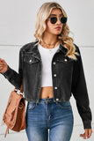 Cropped Button-Front Denim Jacket