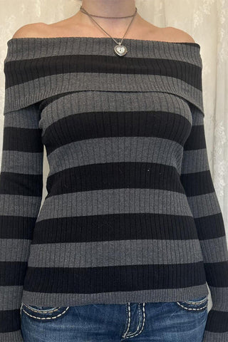 Off-Shoulder Striped Sweater