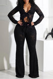 Tie-Front Lace Pants Set