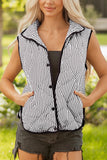 Striped Snap Button Collared Vest