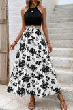 Halter Neck Floral Midi Dress
