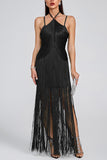 Fringe Layered Evening Dress
