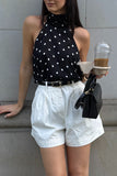 Chic Halter Neck Polka Dot Tank