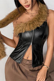 Faux Fur Trimmed Tank Top