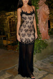 Lace Overlay Evening Dress