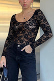 Floral Lace Long-Sleeve Blouse