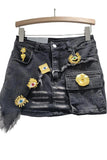 Embellished Denim Mini Skirt