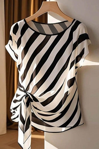 Striped Tie-Front Tee